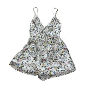 Trixxi Floral Romper S Ruffle V Neck Shorts Adjustable Spaghetti Strap *NO BELT*